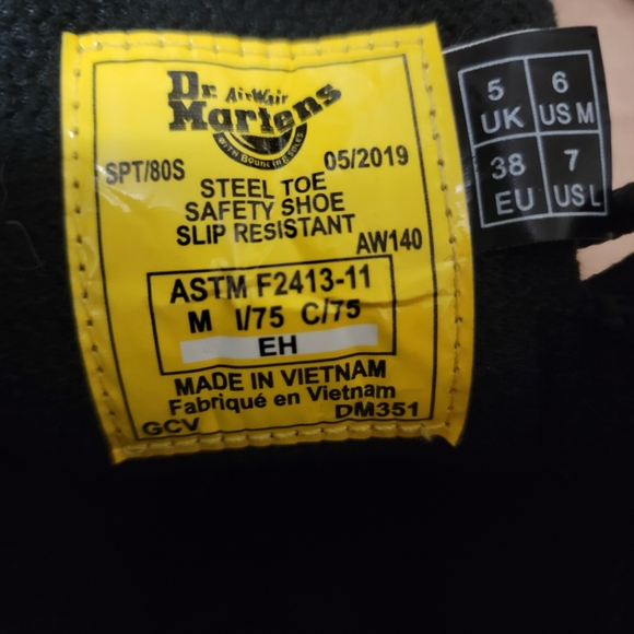 Dr. Martens Black Steel Toe Work Boots Size 7L/6M/38 - Picture 7 of 12